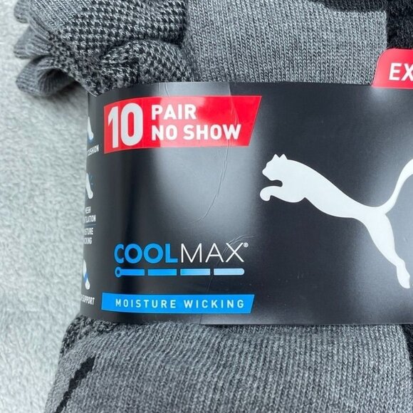 Puma Men’s No Show Socks 10 Pack Size 12-16 Coolmax Moisture-Wicking a0712 - Picture 4 of 9